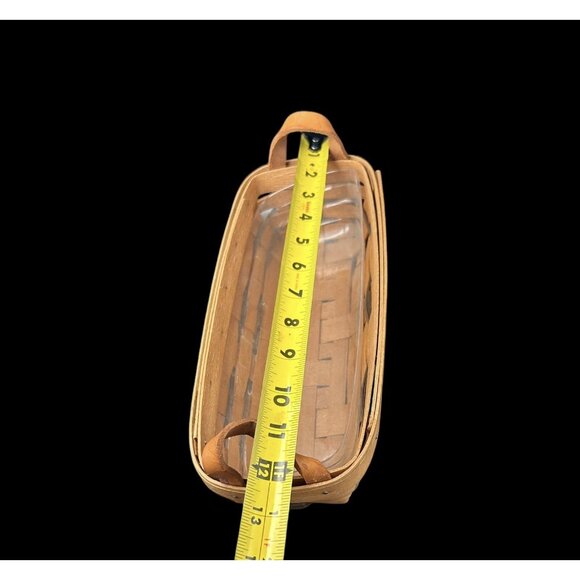 VINTAGE 1991 LONGABERGER 12" BREAD BASKET Leather Handles, Protector Signed - Picture 8 of 12